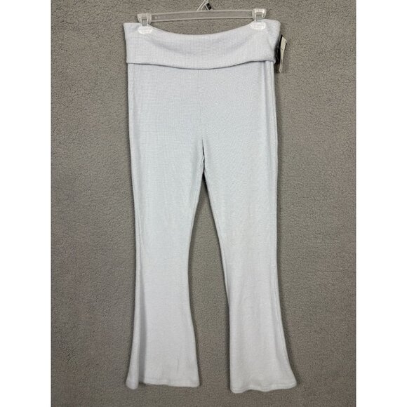 Grayson Threads Juniors' Gray Cozy Waffle Knit Fold Over Pants Large NWT's - Picture 1 of 7